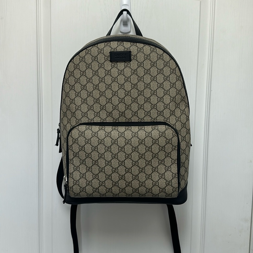 GUCCI Coated canvas Backpack w/dust bag box & receipt NO Callouts Full size MINT